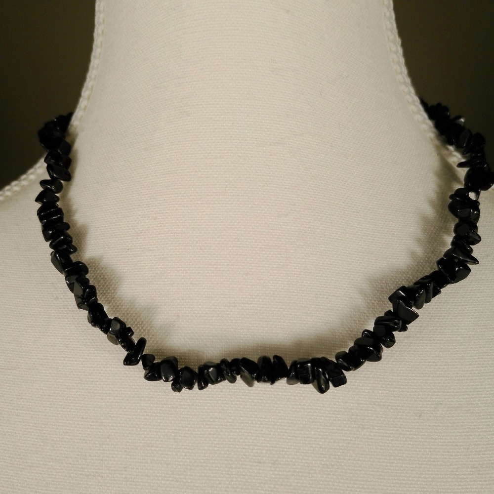 New‎ Chic Black Stone Beaded Necklace Screw Clasp